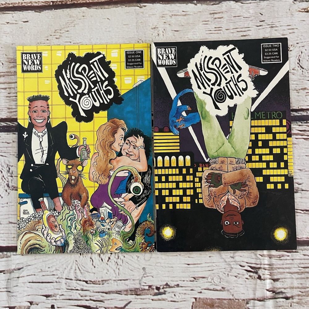 Misspent Youths #1 & #2 Brave New Words 1991 David Lee Ingersoll Lot of 2